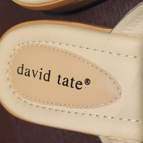 David Tate Thrill Women's Leather Sandal Bone Tan Slip On Slide Size 9 Wide - Picture 3 of 8